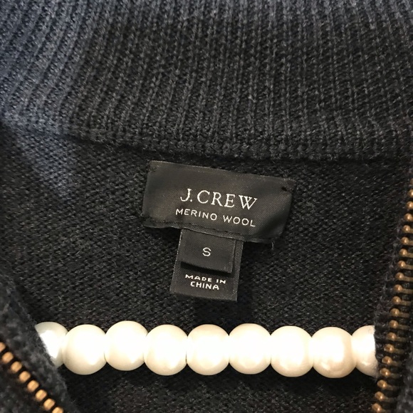 J. Crew small Merino wool steel gray zip sweater - Picture 4 of 6